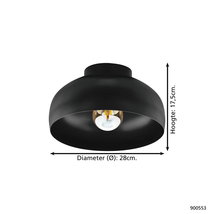 EGLO Mogano Mini Plafondlamp - E27 - Ø28 cm - Zwart