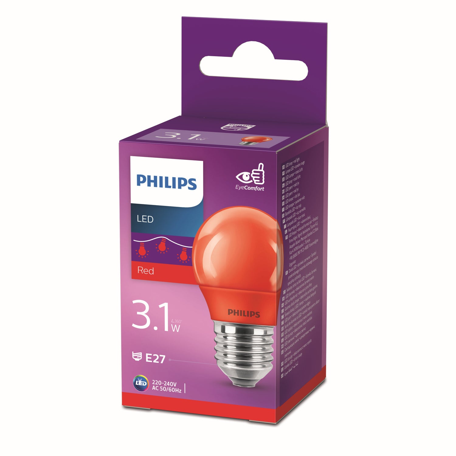 Philips LED Kogellamp - E27 - Rood gekleurd