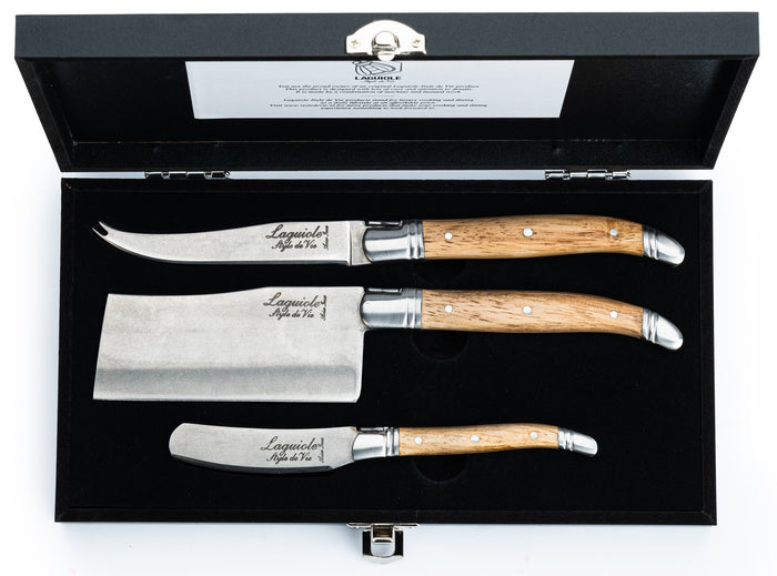 Laguiole Style de Vie Luxury Line kaasmessenset 3-delig, eikenhout