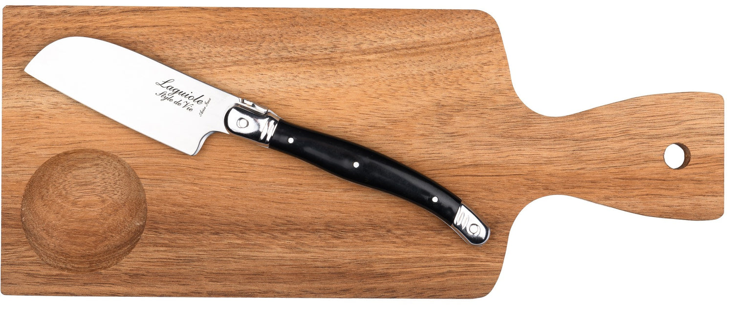 Laguiole Style de Vie Premium Line kaasmes met serveerplank, zwart