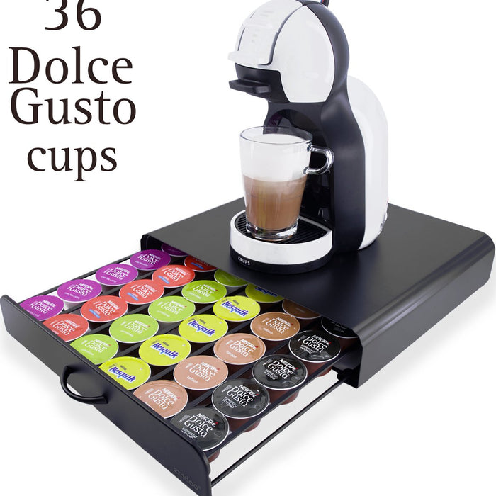 Zindoo capsulehouder met lade - 36 cups - Zwart
