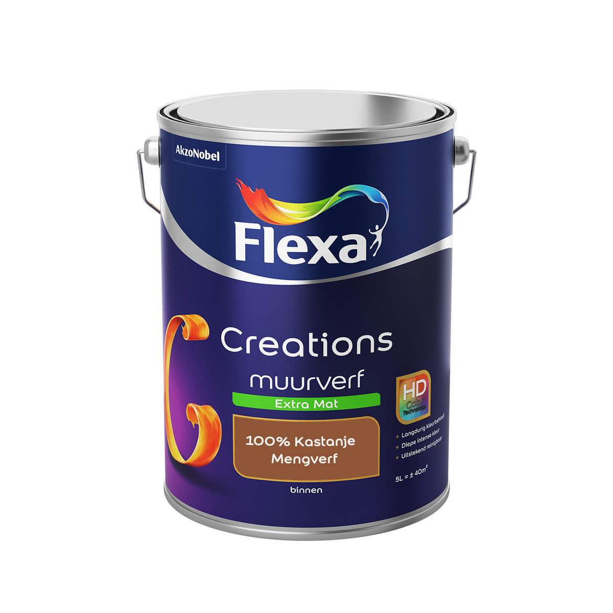 Flexa Creations - Muurverf Extra Mat - 100% Kastanje  - 5 liter