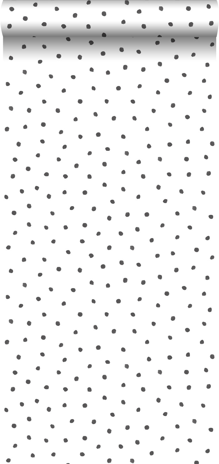 ESTAhome behang stippen zwart en wit - 53 cm x 10,05 m - 138934