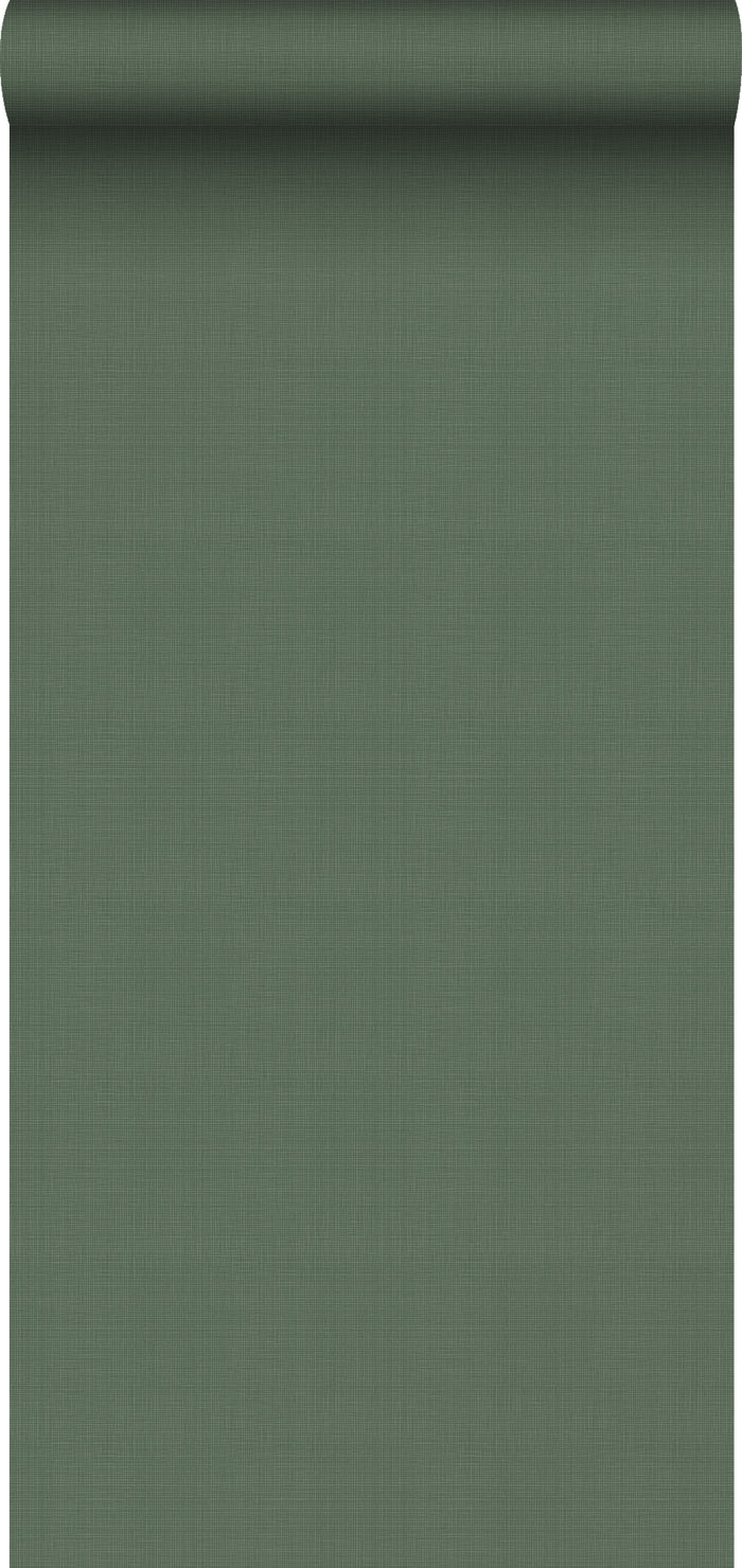 ESTAhome behang linnenstructuur vergrijsd olijfgroen - 0,53 x 10,05 m