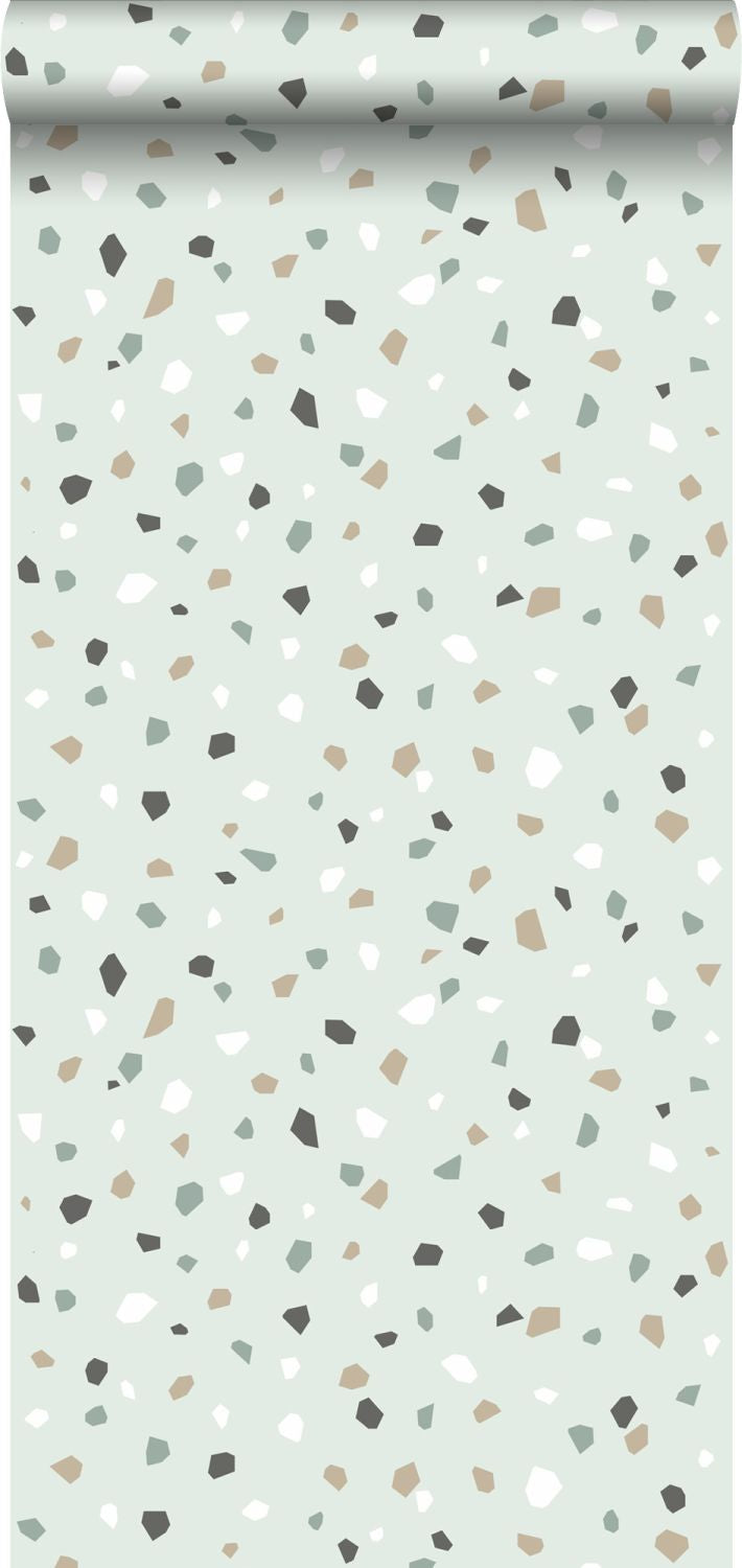 ESTAhome behang terrazzo mintgroen, wit en grijs - 0,53 x 10,05 m - 13