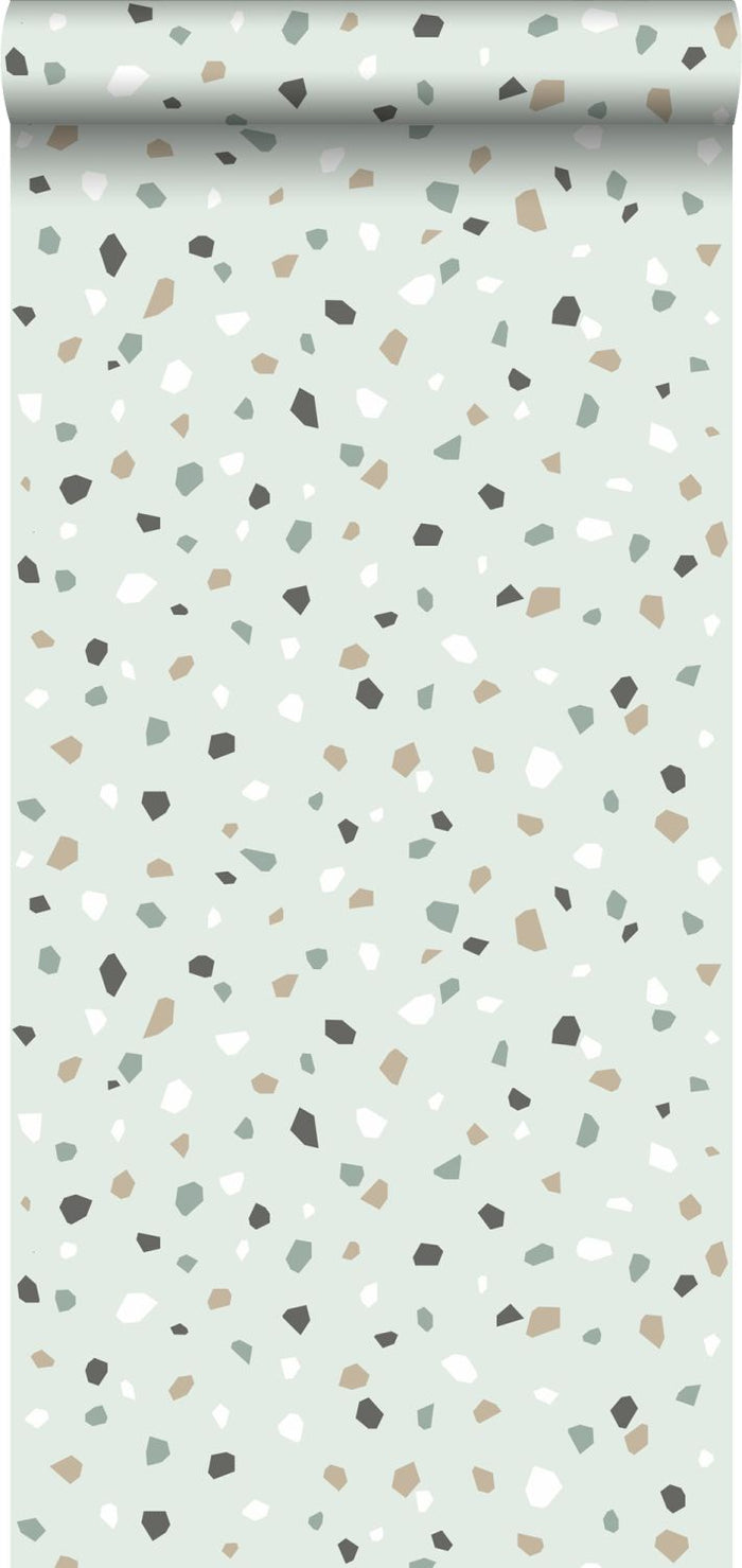 ESTAhome behang terrazzo mintgroen, wit en grijs - 0,53 x 10,05 m - 13