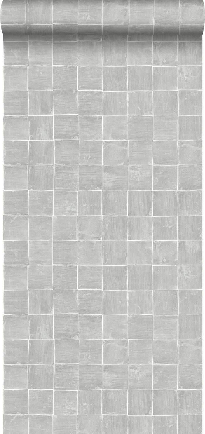 ESTAhome behang tegelmotief grijs - 53 cm x 10,05 m - 148317