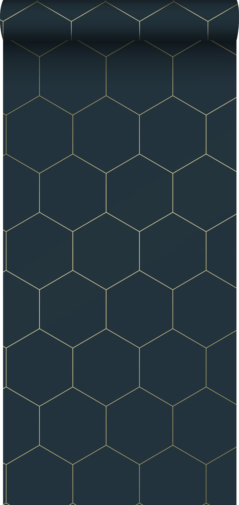 ESTAhome behang hexagon donkerblauw en goud - 0,53 x 10,05 m - 139237