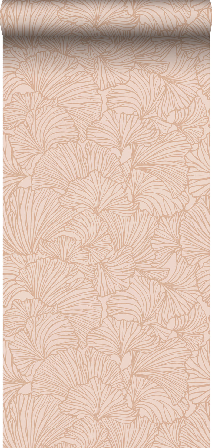 ESTAhome behang ginkgo bladeren terracotta roze - 0.53 x 10.05 m - 139