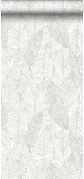 ESTAhome behang getekende bladeren warm grijs - 0,53 x 10,05 m - 13900