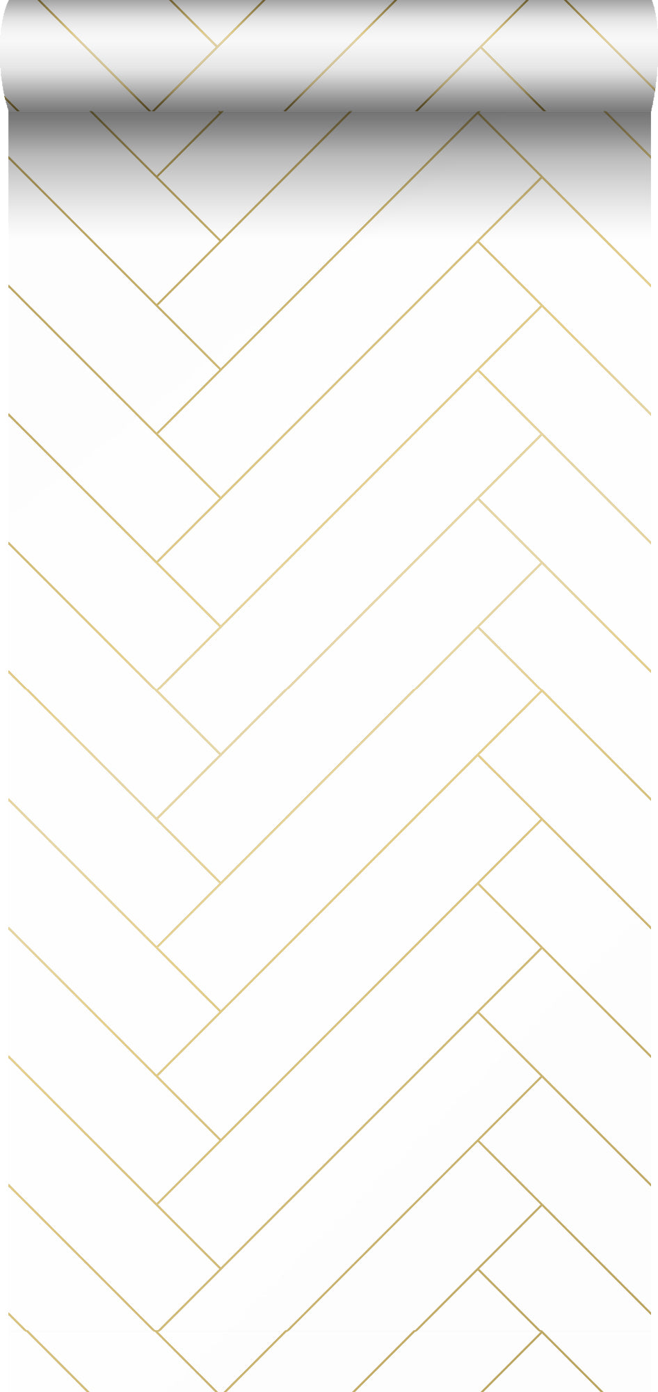 ESTAhome behang visgraat-motief wit en goud - 0,53 x 10,05 m - 139308