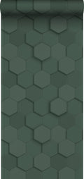 Origin Wallcoverings eco-texture vliesbehang 3d hexagon motief donkerg