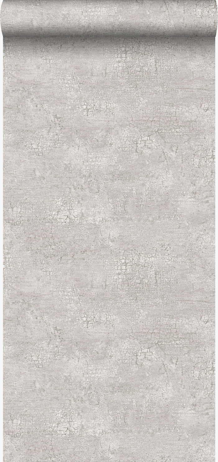 Origin Wallcoverings behang natuursteen met craquelé effect lichtgrijs