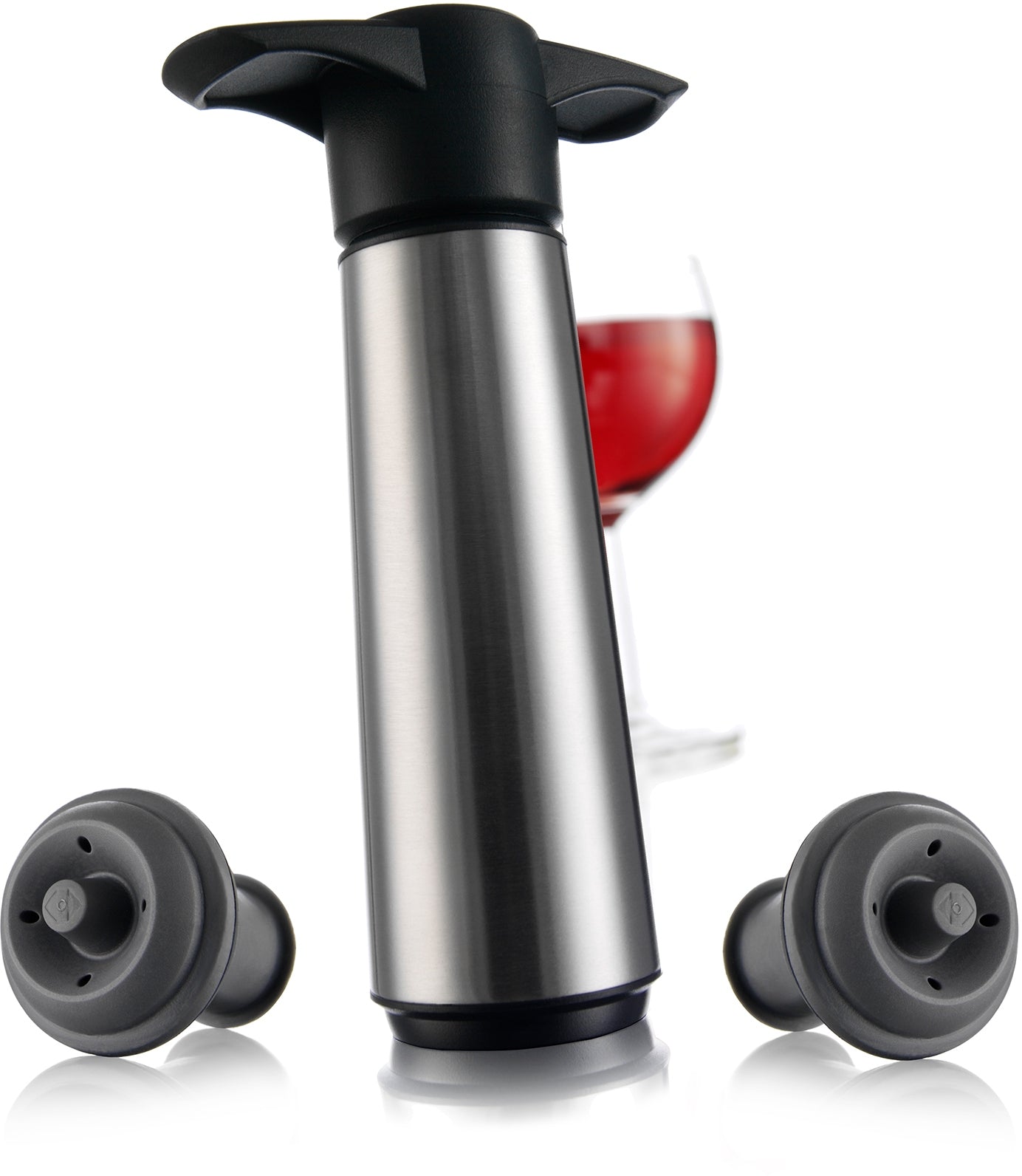 Vacu Vin Wine Saver RVS (1 Pomp, 2 Stoppers), Giftbox