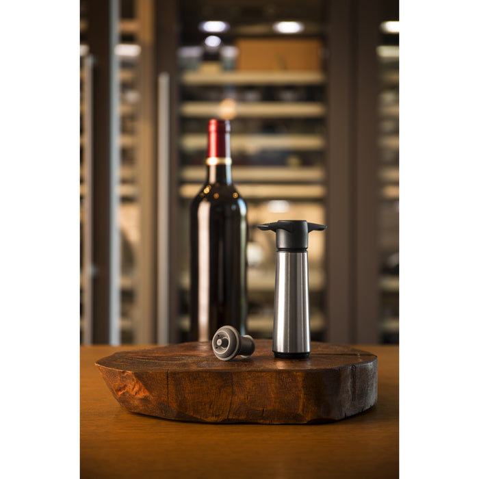 Vacu Vin Wine Saver RVS (1 Pomp, 2 Stoppers), Giftbox
