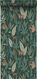 ESTAhome behang jungle apen donkergroen - 0,53 x 10,05 m - 139234