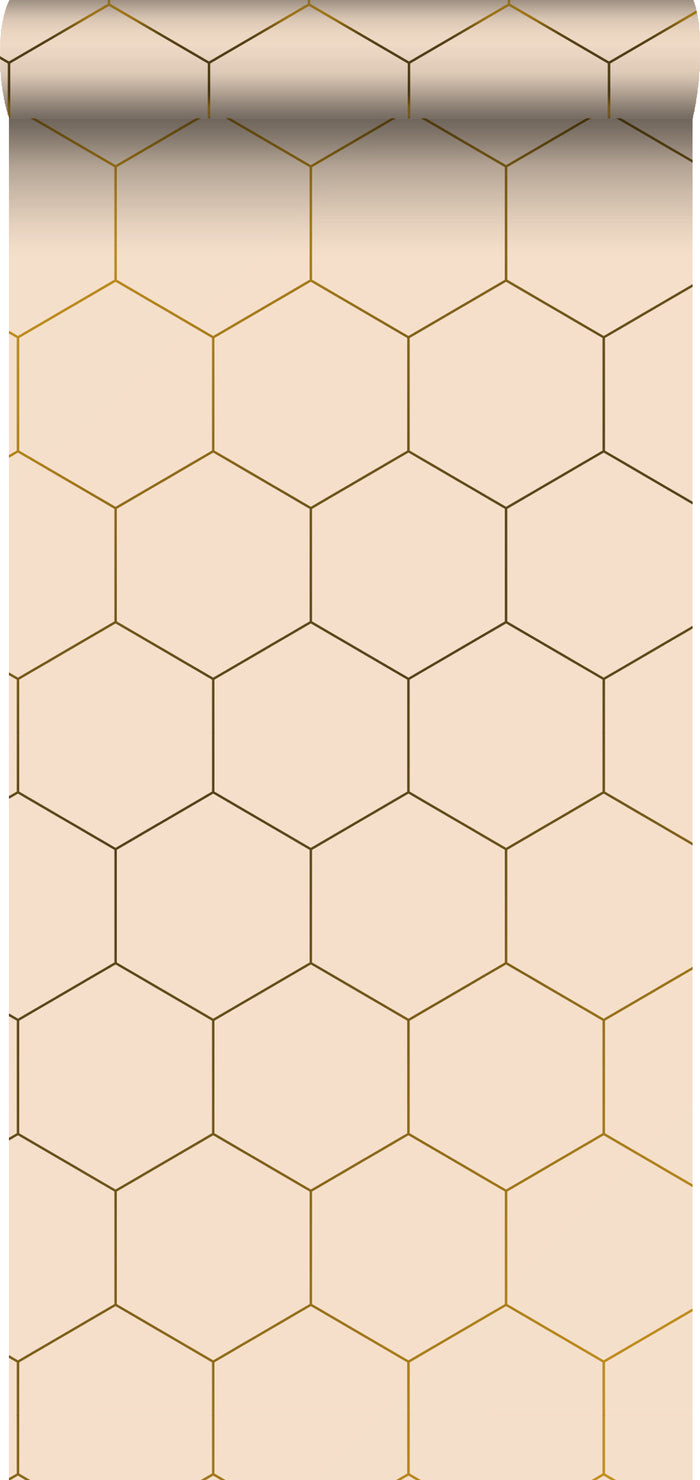 ESTAhome behang hexagon licht perzikroze - 0,53 x 10,05 m - 139226
