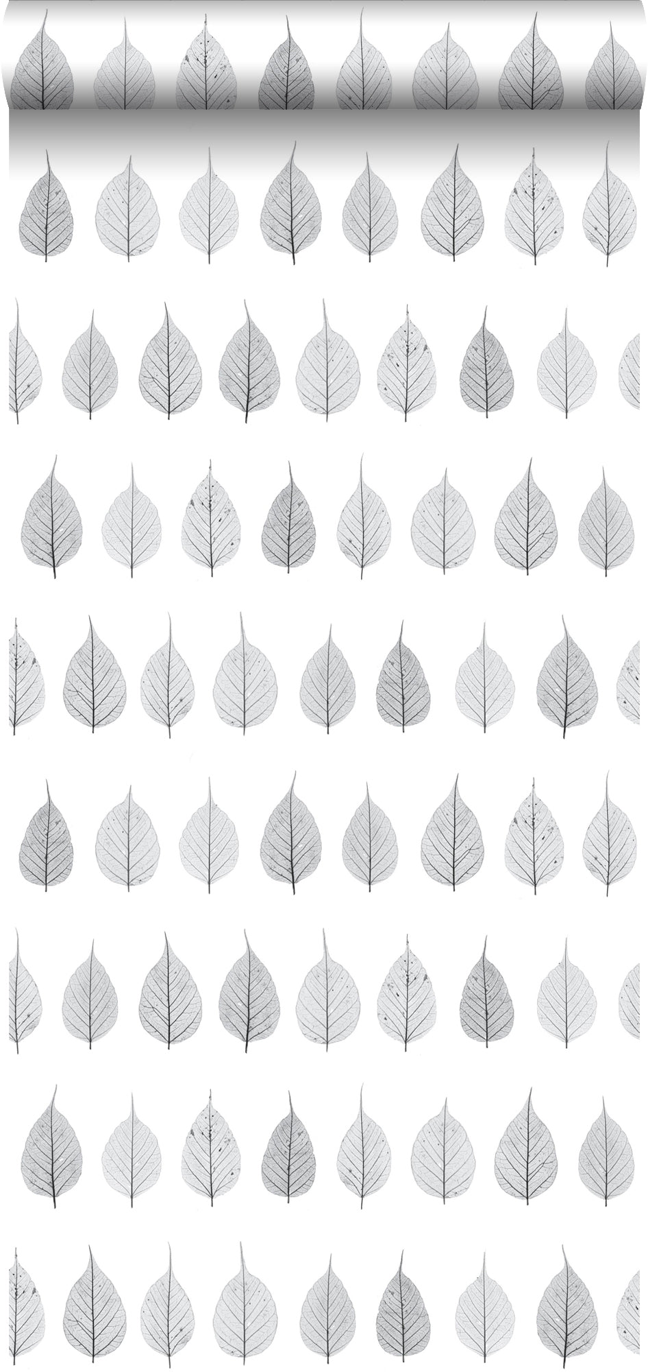 ESTAhome behang skeletbladeren zwart, licht warm grijs en mat wit - 12