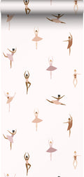 ESTAhome behang ballerina's terracotta en lila roze - 53 cm x 10,05 m