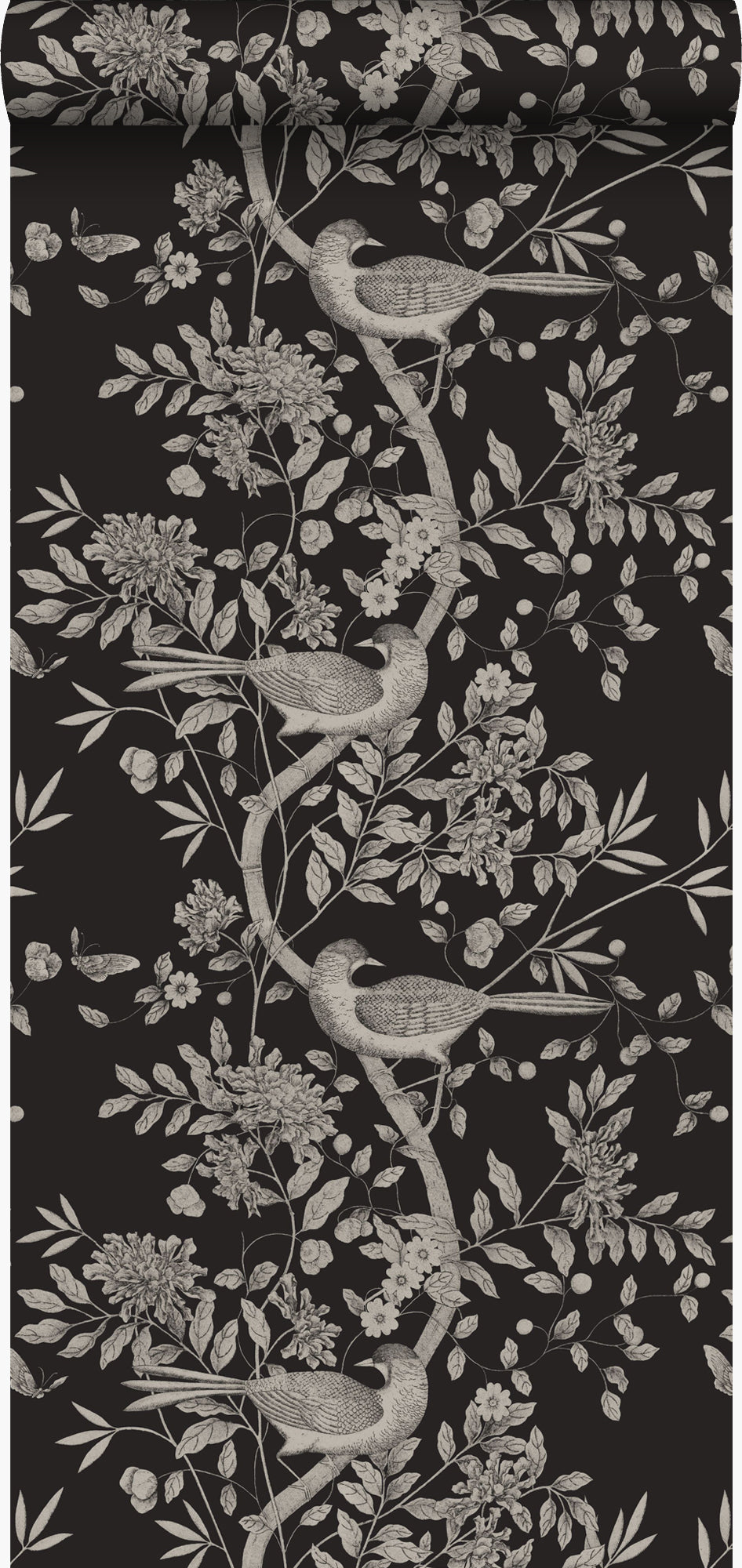 Origin Wallcoverings behang vogel gravure zwart - 347435 - 53 cm x 10,