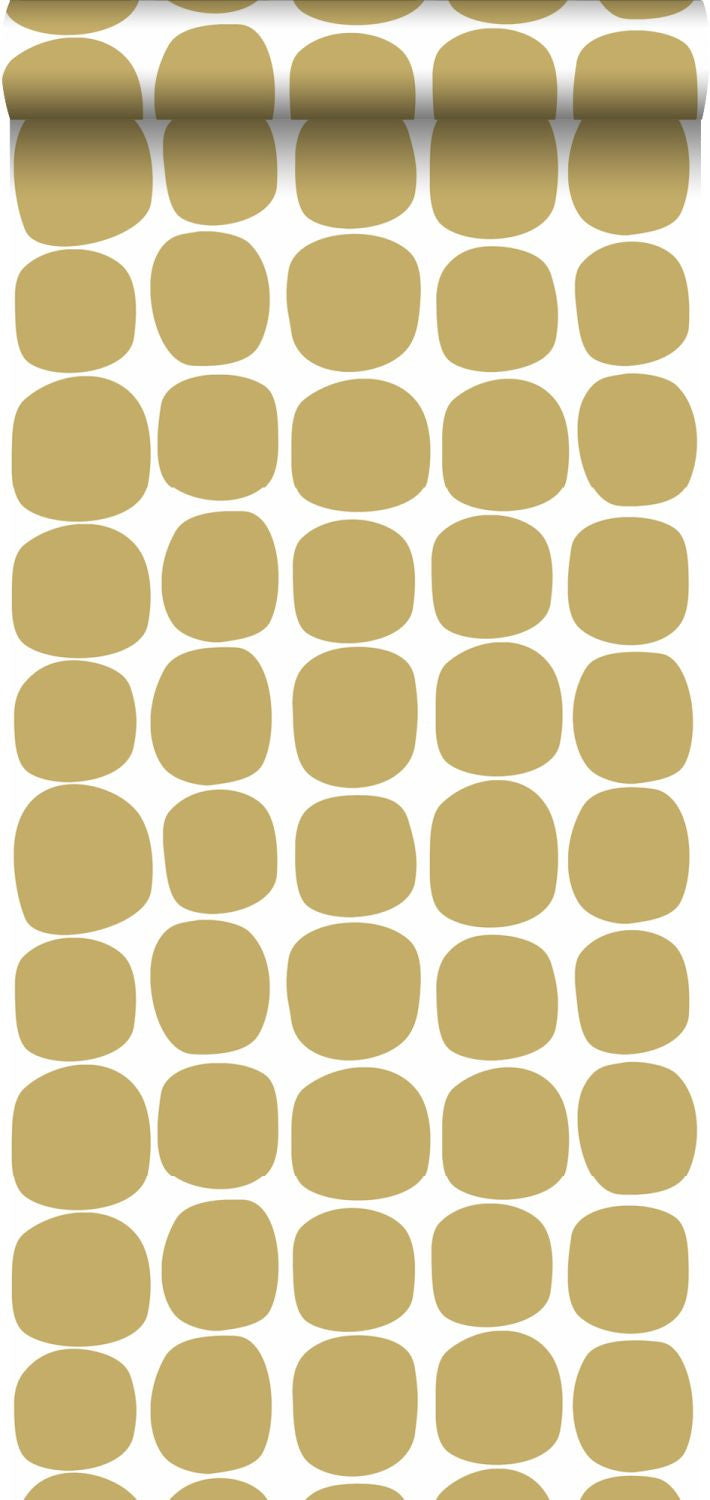 ESTAhome behang grafisch motief okergeel en wit - 0,53 x 10,05 m - 139