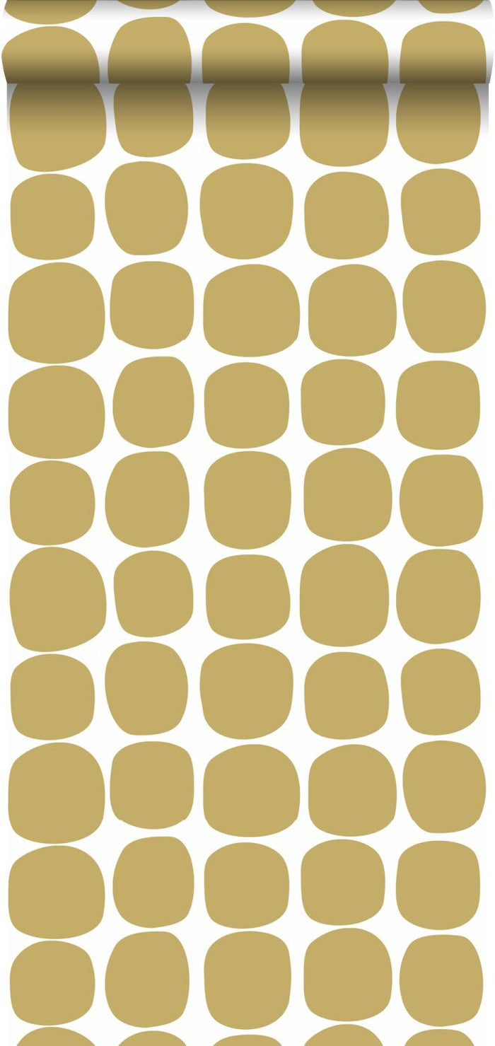 ESTAhome behang grafisch motief okergeel en wit - 0,53 x 10,05 m - 139