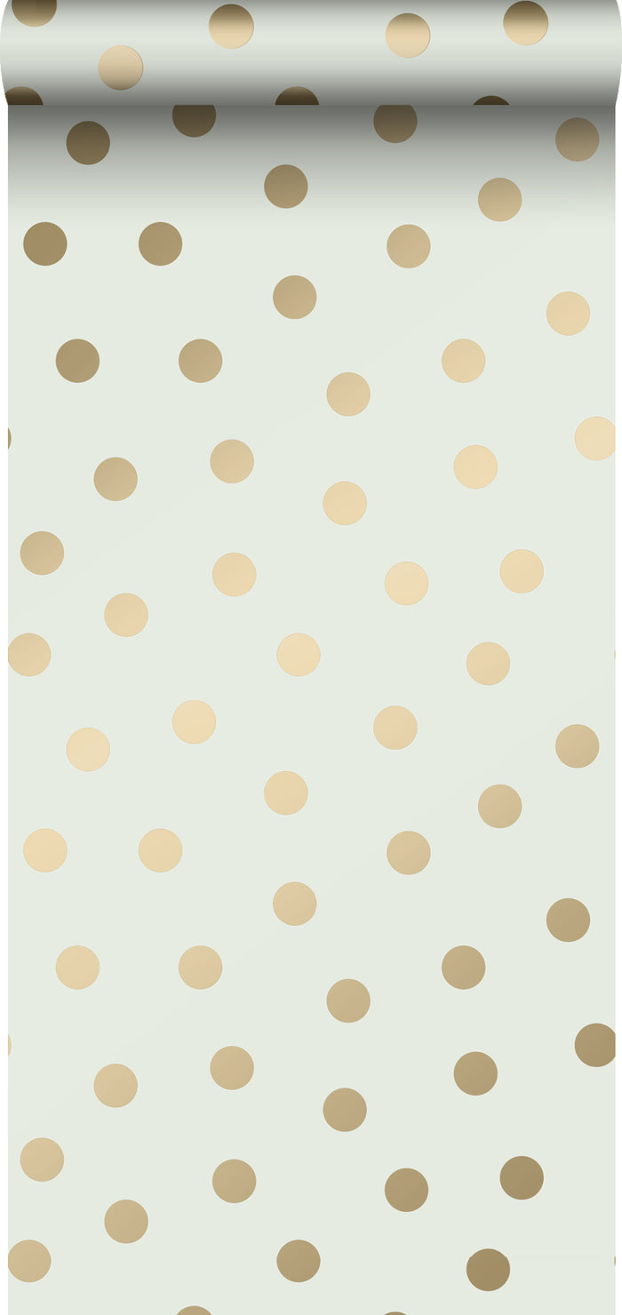 ESTAhome behang stippen gebroken wit en goud - 0,53 x 10,05 m - 139243