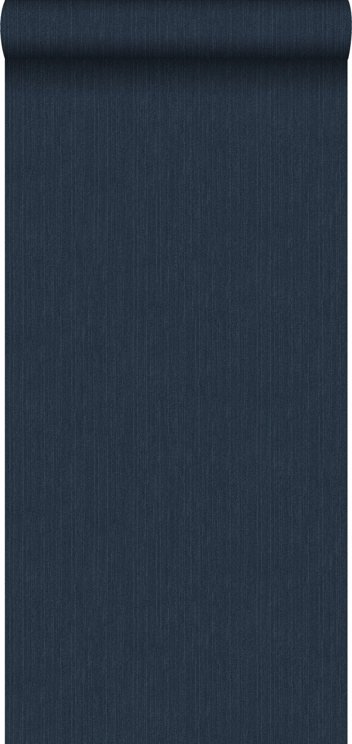 ESTAhome behang effen denim jeans structuur donkerblauw - 0,53 x 10,05