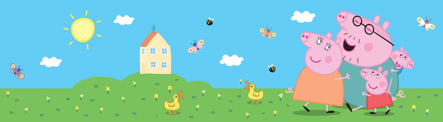 Sanders & Sanders zelfklevende behangrand Peppa Pig groen, blauw en ro