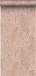 ESTAhome behang getekende bladeren terracotta roze - 0,53 x 10,05 m -
