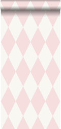 Origin Wallcoverings behang ruiten glanzend roze en wit - 0,53 x 10,05