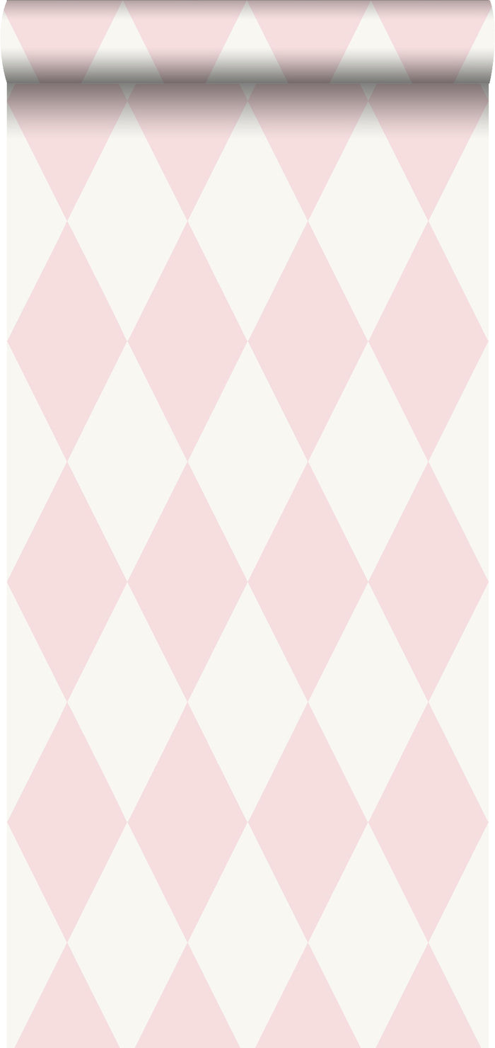 Origin Wallcoverings behang ruiten glanzend roze en wit - 0,53 x 10,05