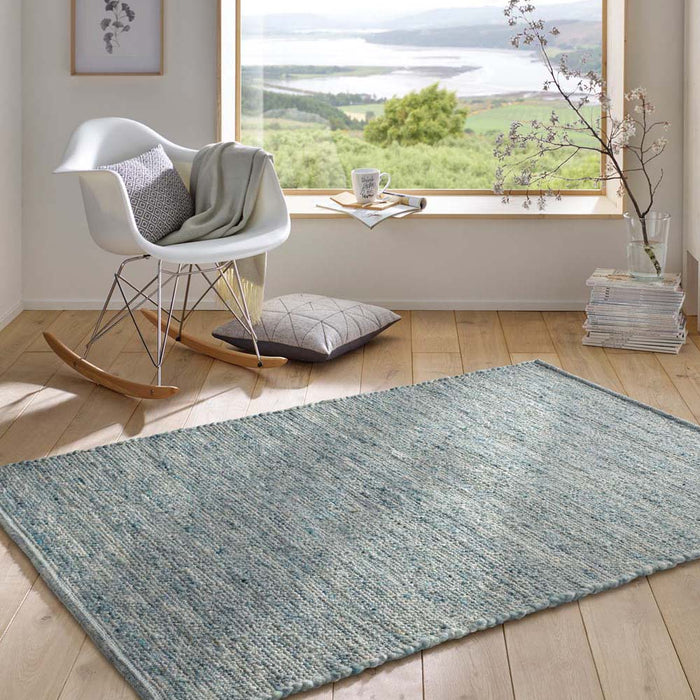 Tapeso Wollen vloerkleed - Bokn Lichtblauw - 140x200 cm