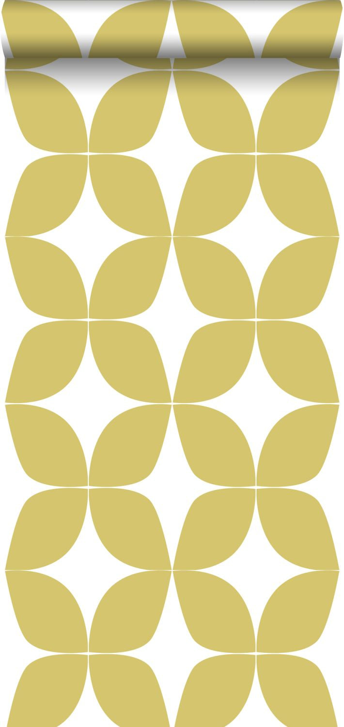 ESTAhome behang grafisch motief okergeel en wit - 0,53 x 10,05 m - 139