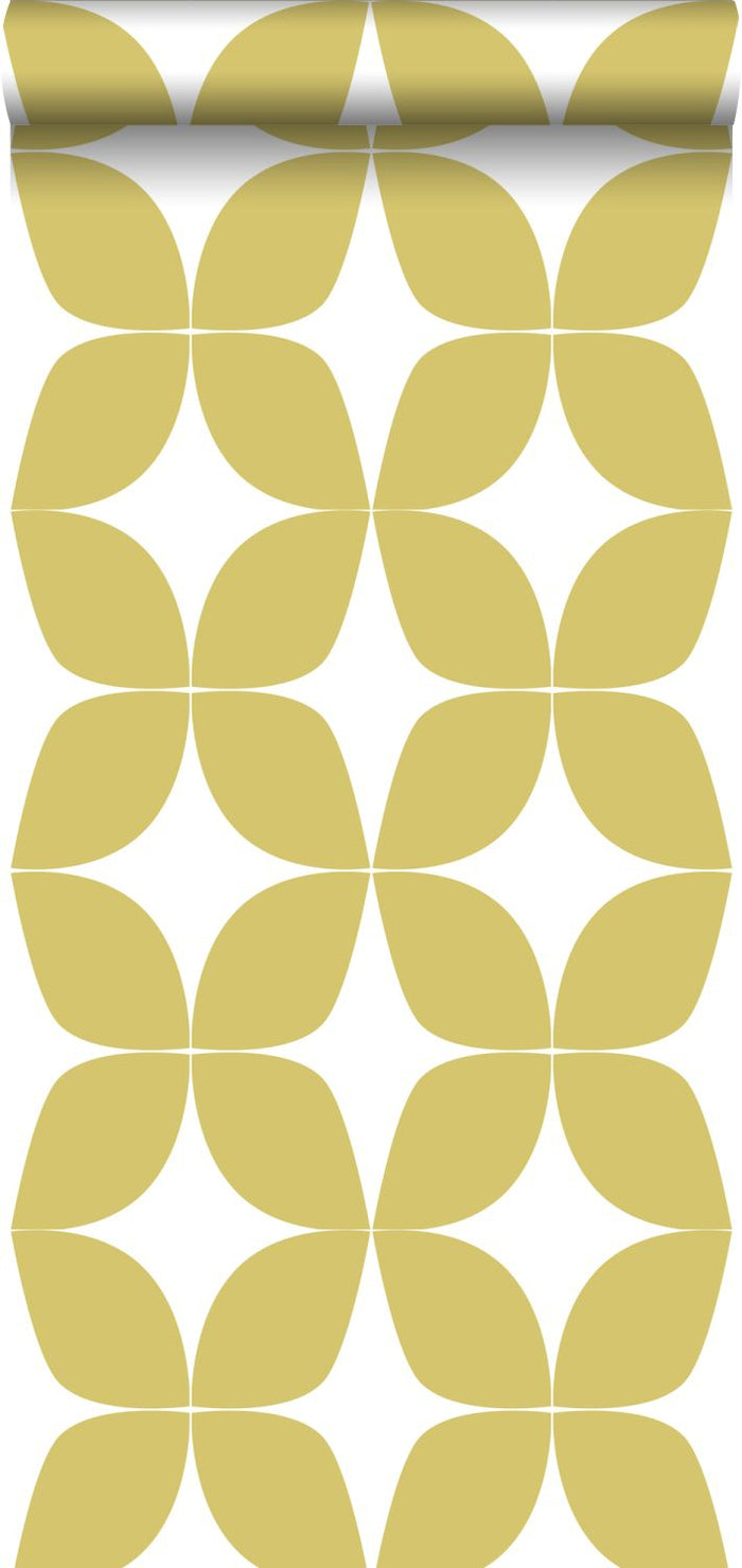 ESTAhome behang grafisch motief okergeel en wit - 0,53 x 10,05 m - 139