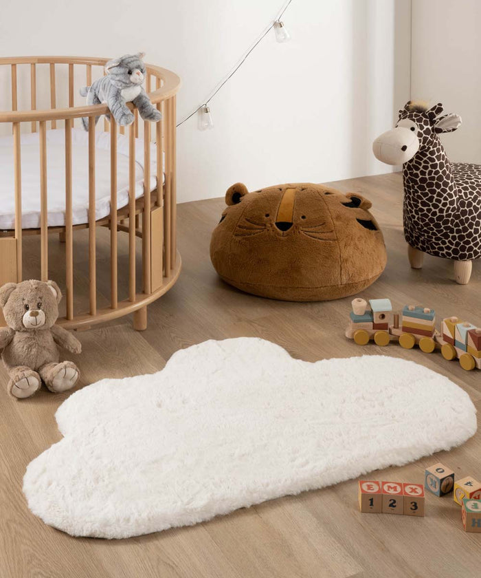 Tapeso Kindervloerkleed wolkje - Fluffy wit - 70x115 cm