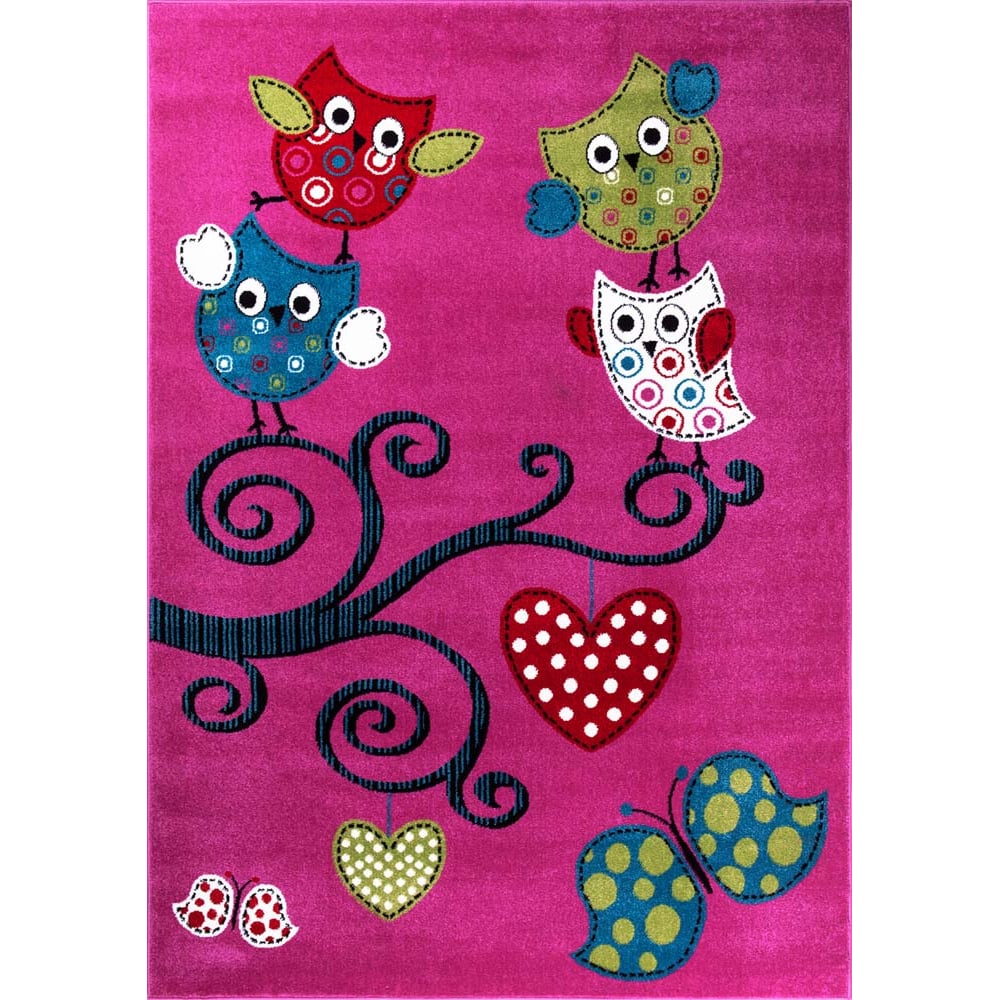 Tapeso Kindervloerkleed Vlinder & Vogel Lila - 160x230 cm