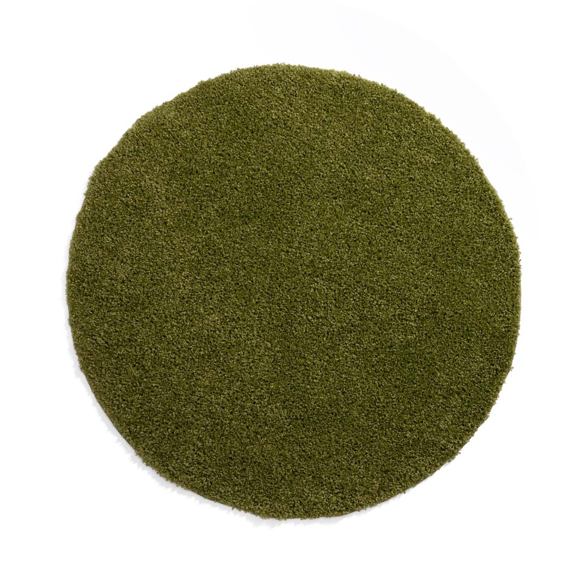 Tapeso Hoogpolig vloerkleed shaggy Trend effen rond - groen - 80 cm