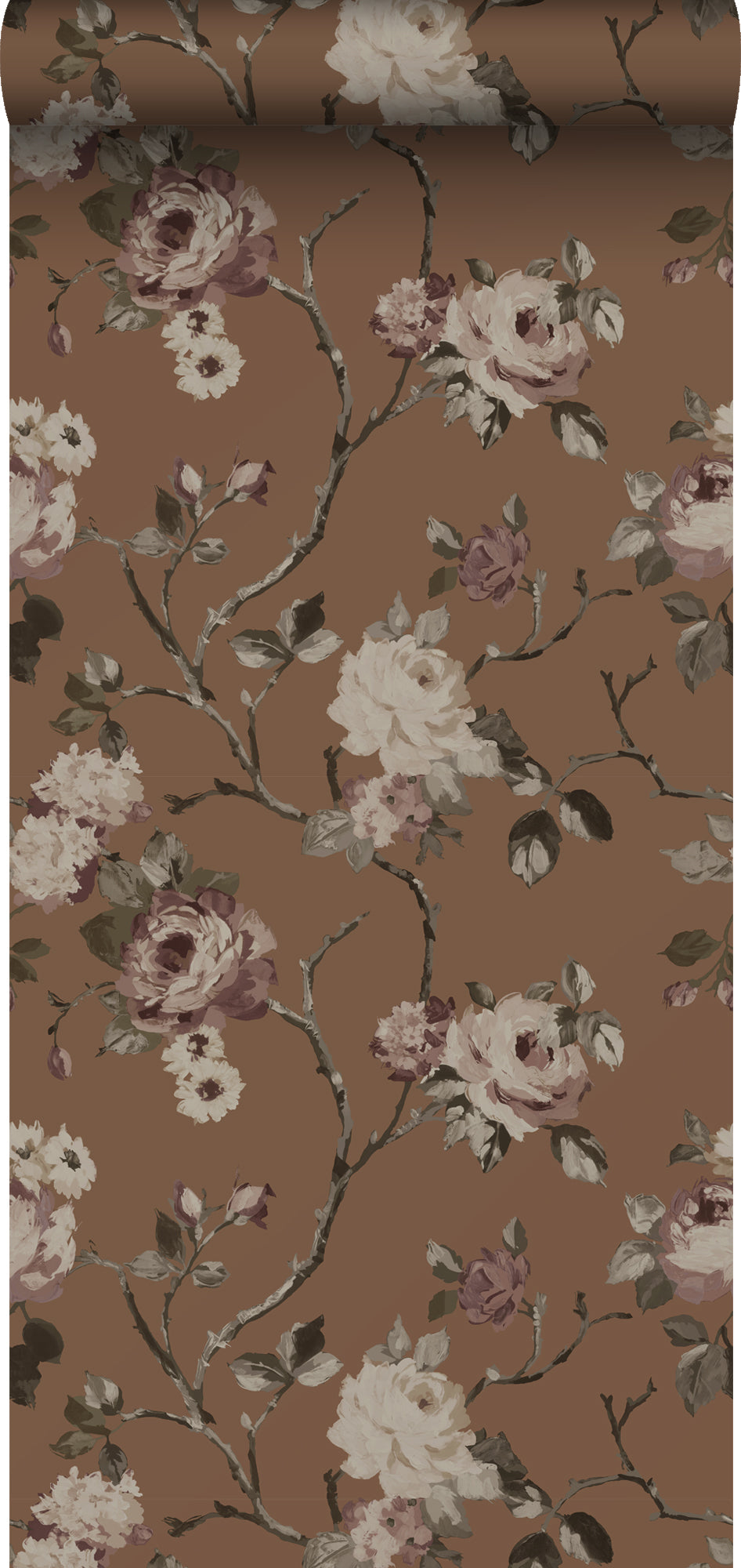 ESTAhome behang vintage bloemen terracotta bruin - 50 x 900 cm - 13940
