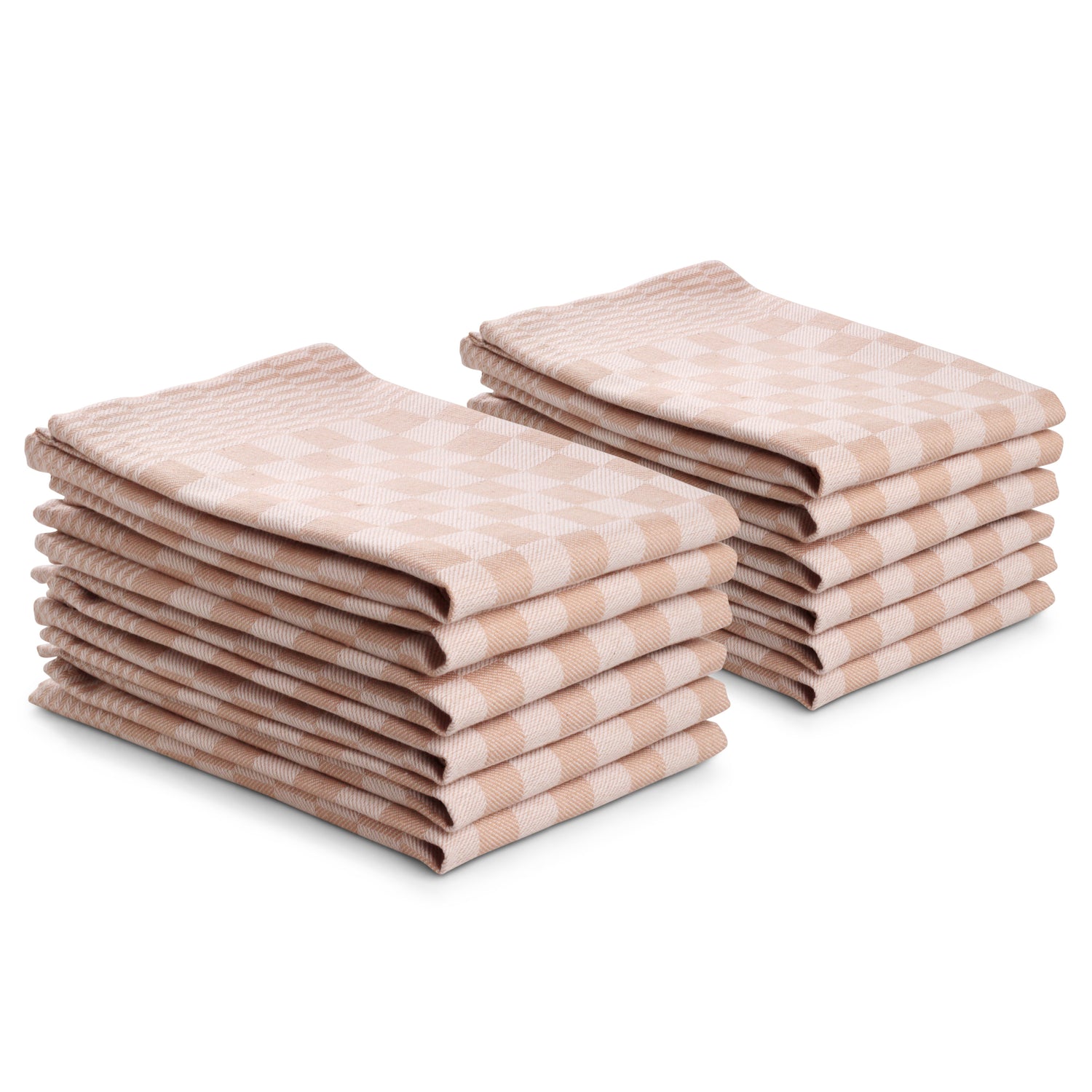 Luxe theedoeken 12 stuks 50x70 - blok ruit zand