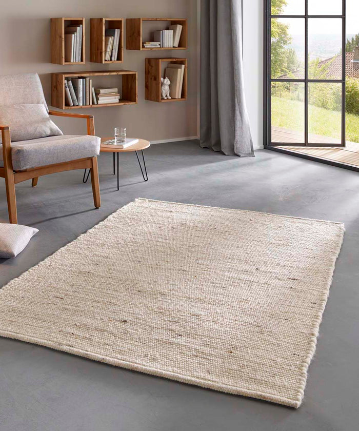 Tapeso Wollen vloerkleed - Bokn crème|beige - 120x170 cm