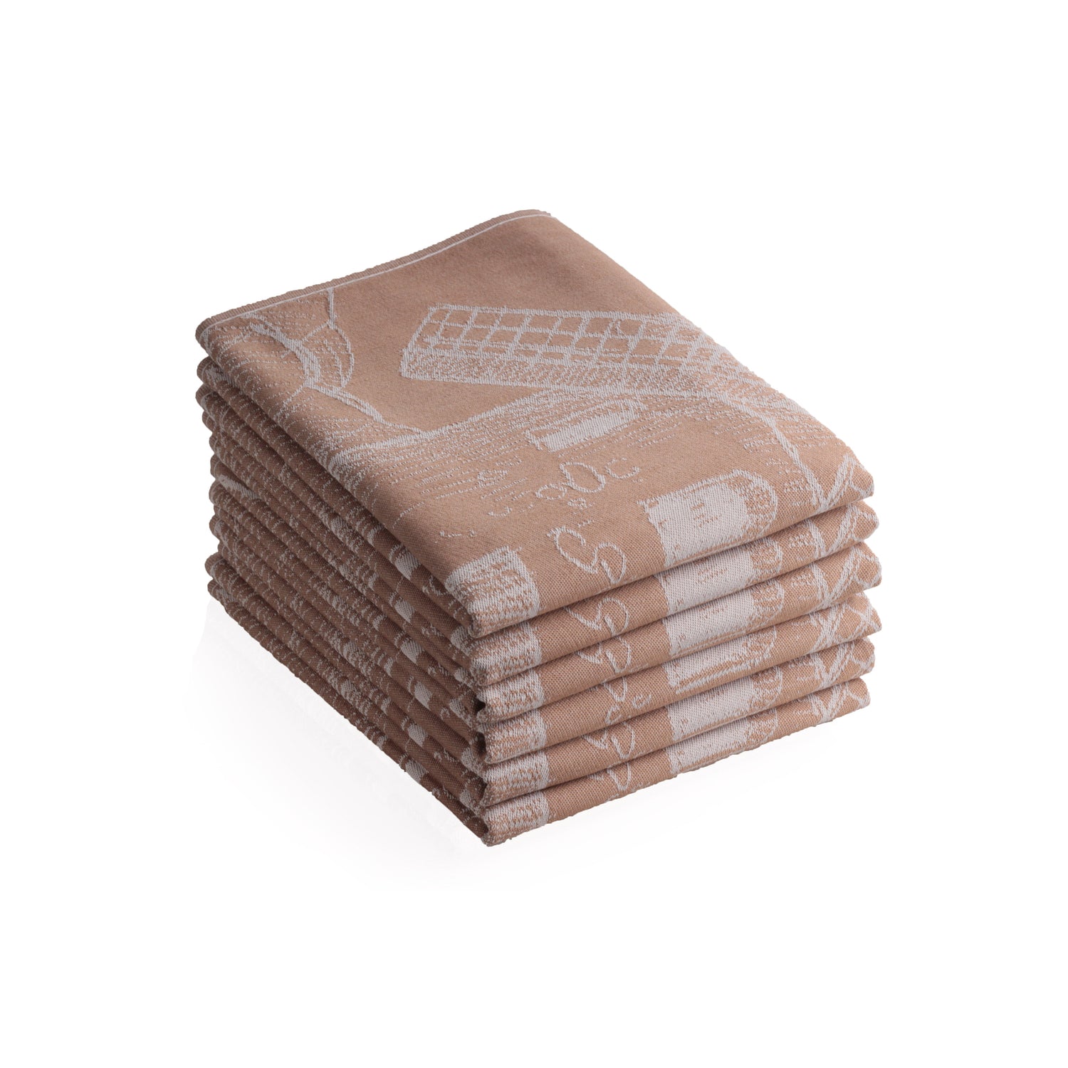 Seashell luxe theedoeken -  set|6 - molen - bruin