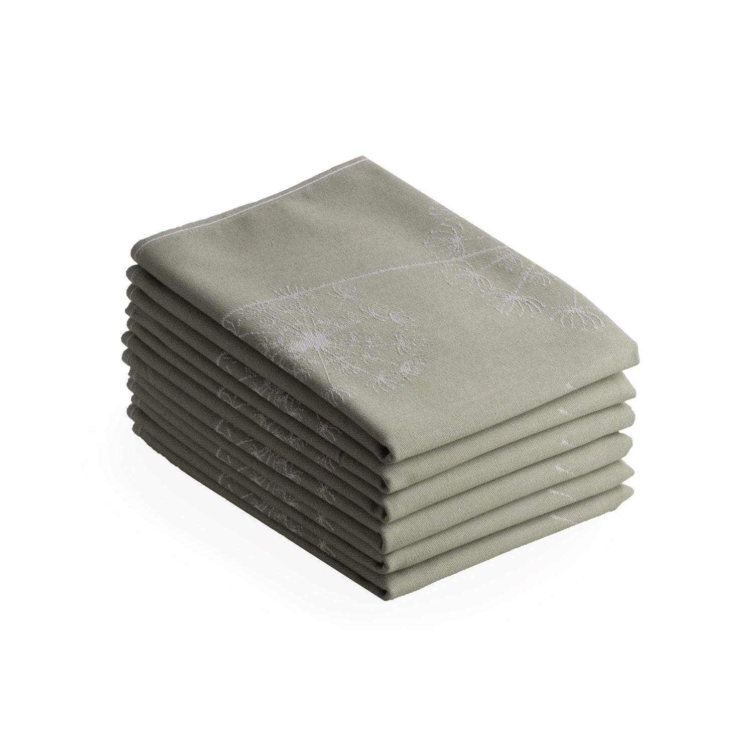 Seashell luxe theedoeken -  set|6 - dandelion - oud groen