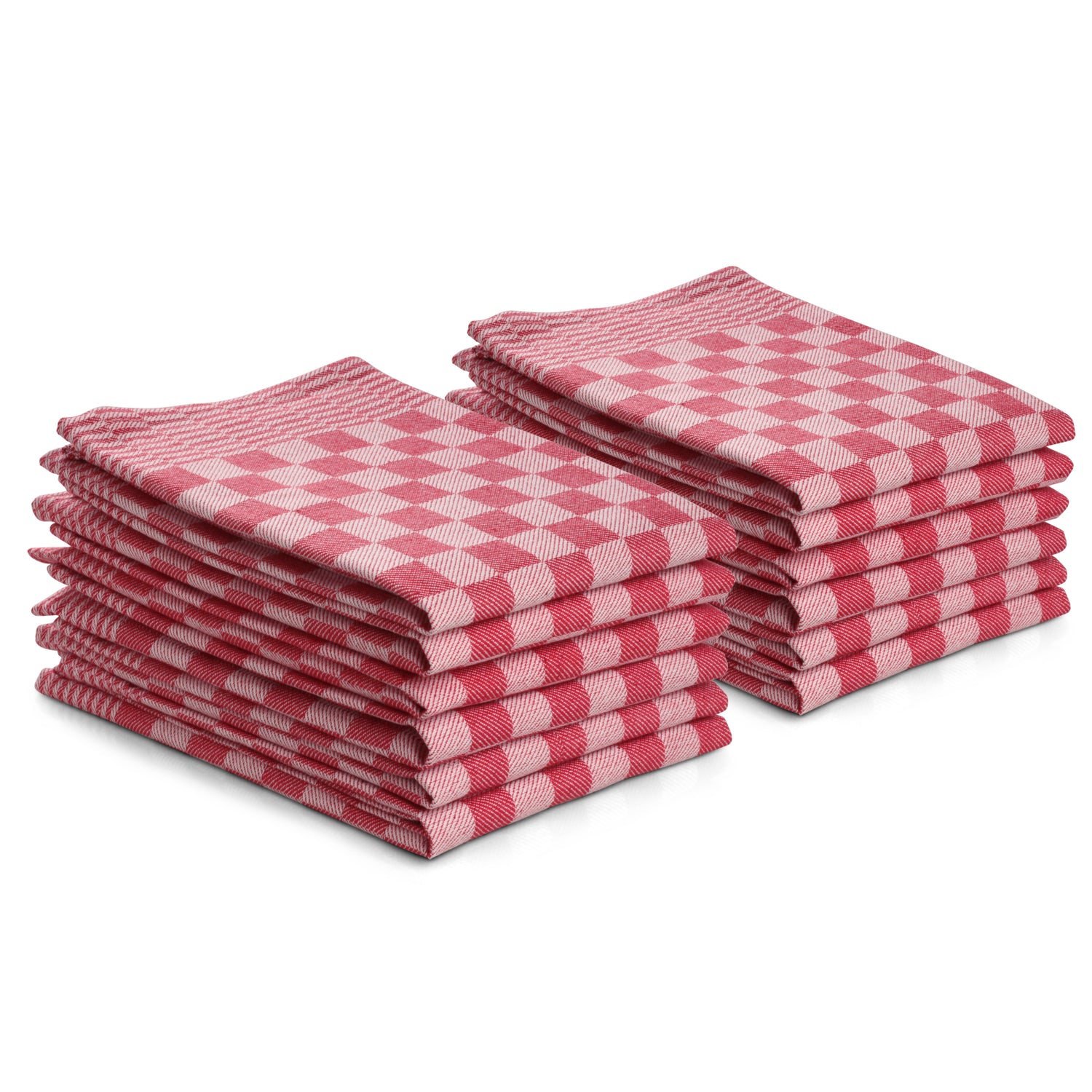 Luxe theedoeken 12 stuks 50x70 - blok ruit rood
