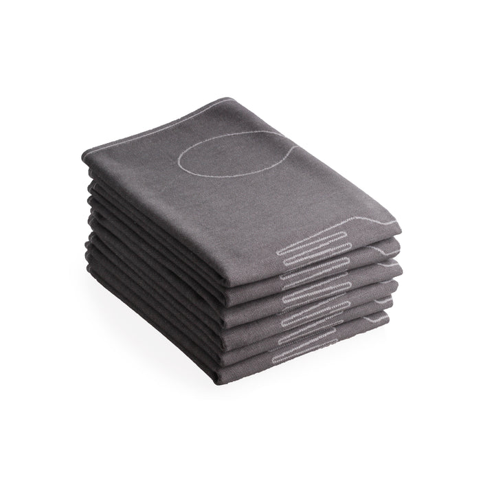 Seashell luxe theedoeken -  set|6 - hip bestek - grijs