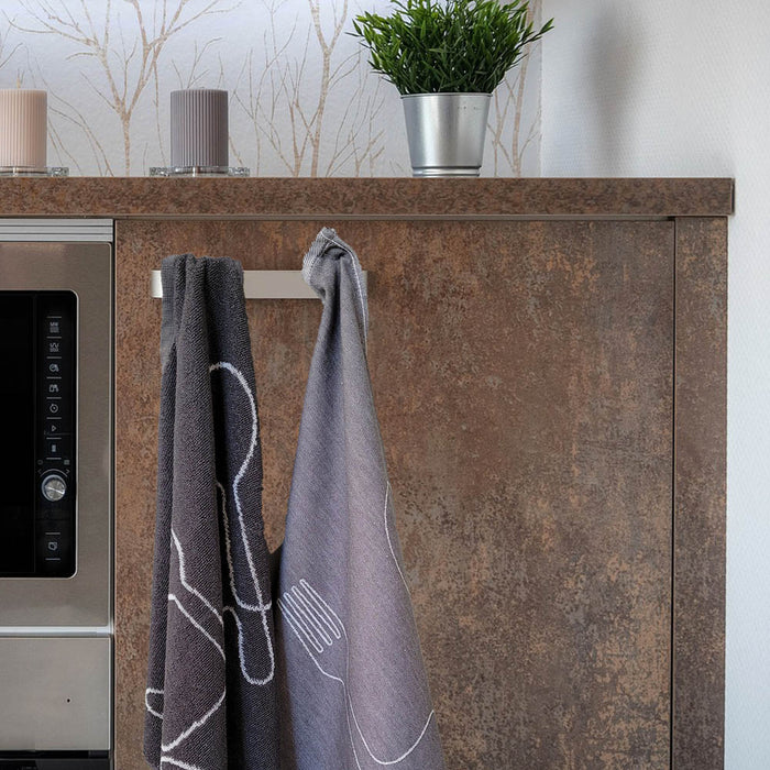 Seashell luxe theedoeken -  set|6 - hip bestek - grijs