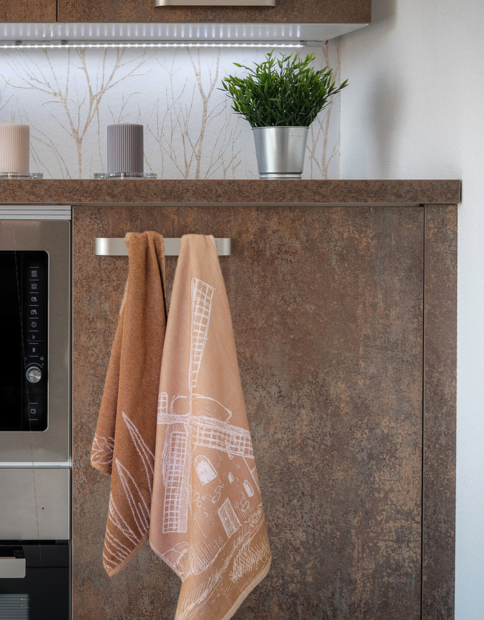 Seashell Keuken- en Theedoek - Set|12 - Molen - bruin