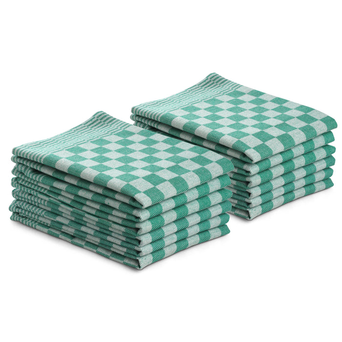 Luxe theedoeken 12 stuks 50x70 - blok ruit groen