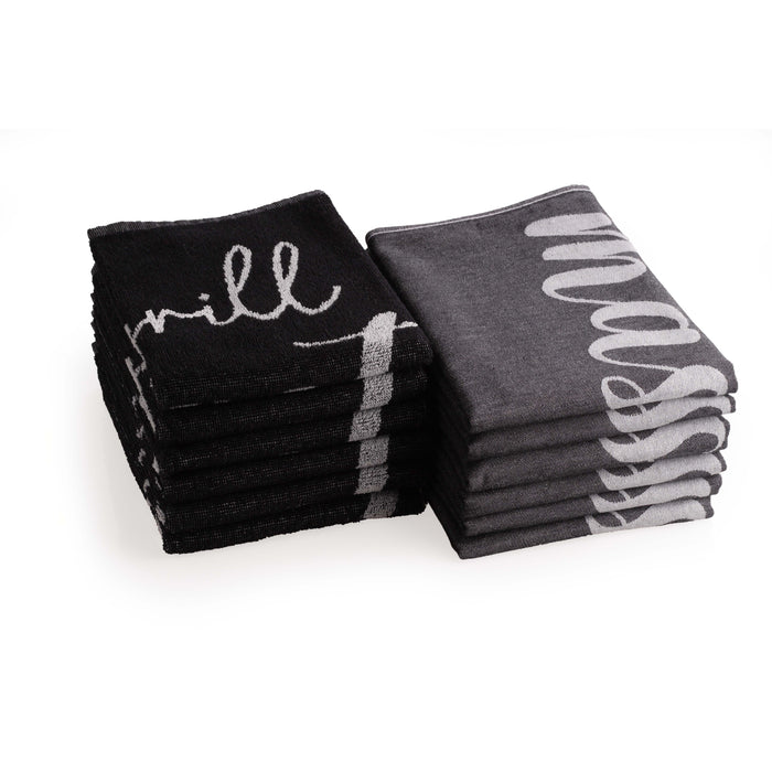 Seashell Keuken- en Theedoek - Set|12 - Grill Master - zwart