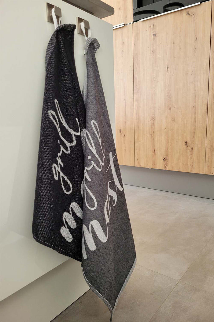 Seashell Keuken- en Theedoek - Set|12 - Grill Master - zwart